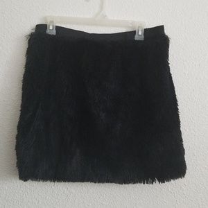 Black plush fake fur skirt